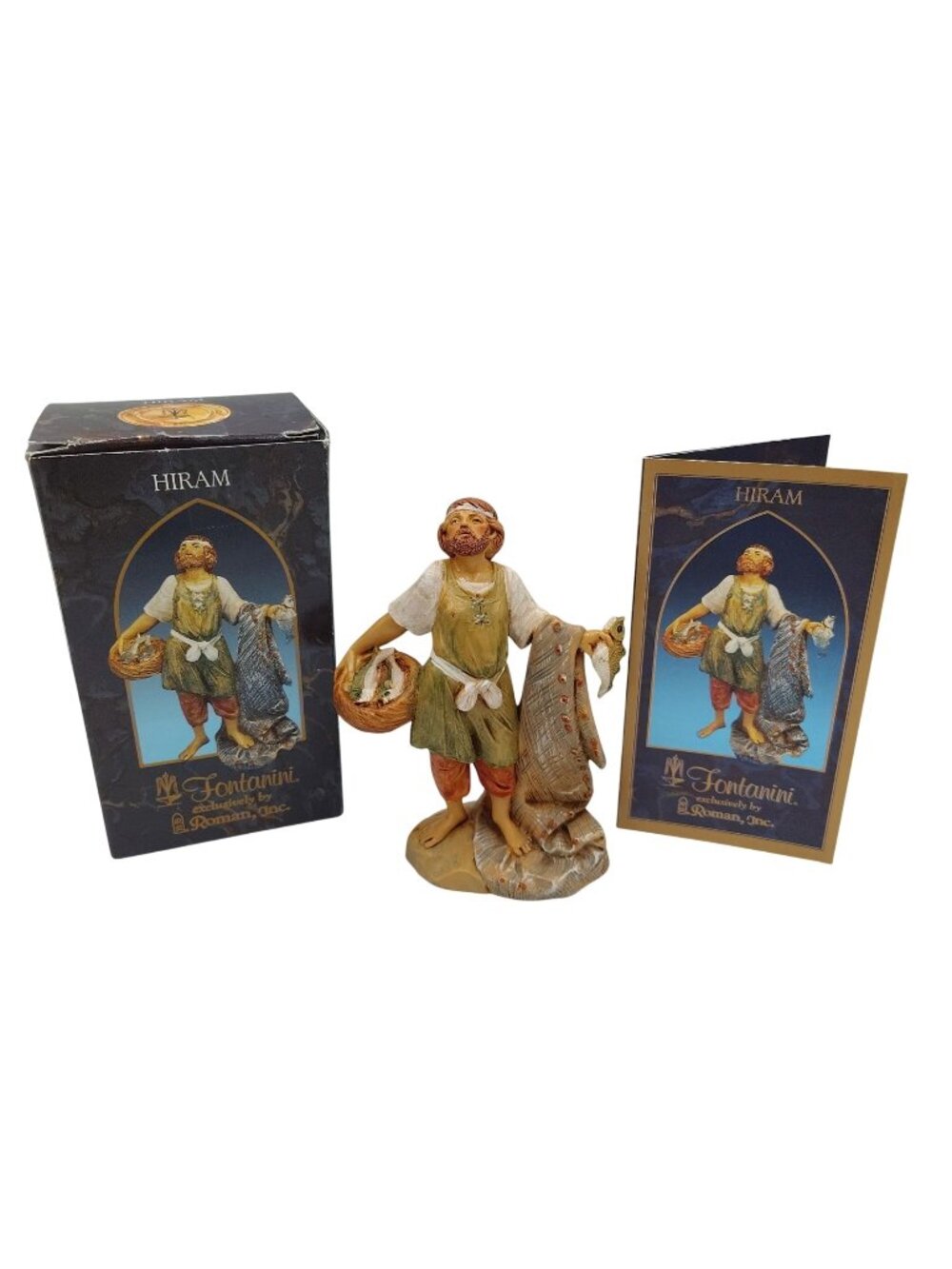 Fontanini Hiram Fisherman 5 In Heirloom Figure 52546 Vintage 2001 Italy Card Box